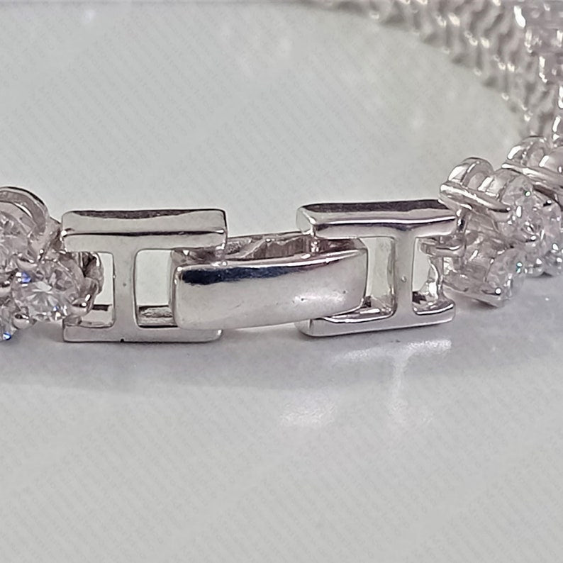 Moissanite Tennis Bracelet Silver Moissanite Tennis chain link Bracelet 2.5mm Bridal Bracelet Tennis Chain 925 18k, Christmas Gift