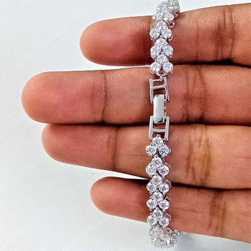 Forever One Moissanite Tennis Bracelet in 14K White Gold Plated, Moissanite Bracelet, Diamond Bracelet, Tennis Bracelet, Gift for her