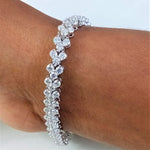 Load image into Gallery viewer, Moissanite Tennis Bracelet for Women Sterling Silver Wedding Bracelets for Brides Stacking Dainty Bracelets with 14k White Gold Plated
