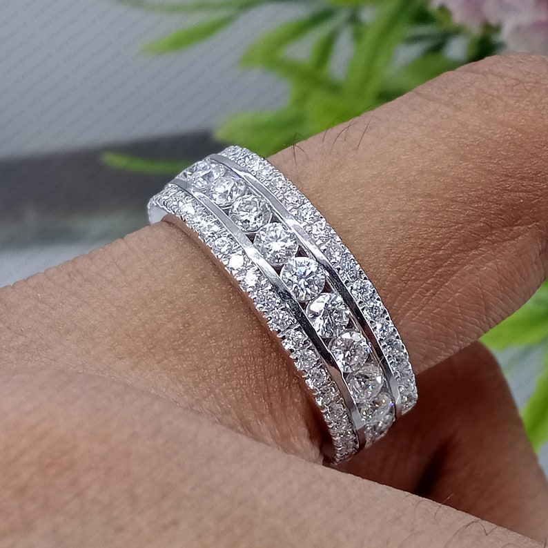 Lab Grown Diamond Eternity Band: 14K White Gold Wedding Ring image 7