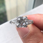 Load image into Gallery viewer, 3 CT Asscher Cut Moissanite Engagement Ring, Asscher Three Stone Side Tapered Baguette Wedding Ring, 14K Solid Gold Trilogy Rings for Women image 9