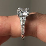 Load image into Gallery viewer, 3 CT Asscher Cut Moissanite Engagement Ring, Asscher Three Stone Side Tapered Baguette Wedding Ring, 14K Solid Gold Trilogy Rings for Women image 7