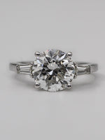 Load image into Gallery viewer, 3.20 Carat Round Brilliant Lab Grown Diamond Engagement Ring, 14K White Gold, With Side Tapered Diamonds image 10