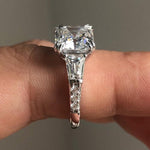Load image into Gallery viewer, 3 CT Asscher Cut Moissanite Engagement Ring, Asscher Three Stone Side Tapered Baguette Wedding Ring, 14K Solid Gold Trilogy Rings for Women image 6