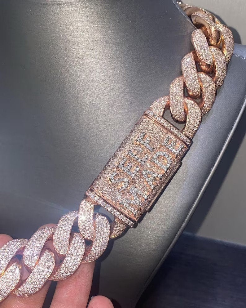 Diamond Cuban Link Chain 22MM Rose Gold Cuban Link Chain