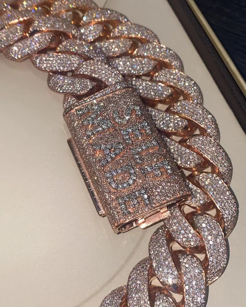 Diamond Cuban Link Chain 22MM Rose Gold Cuban Link Chain