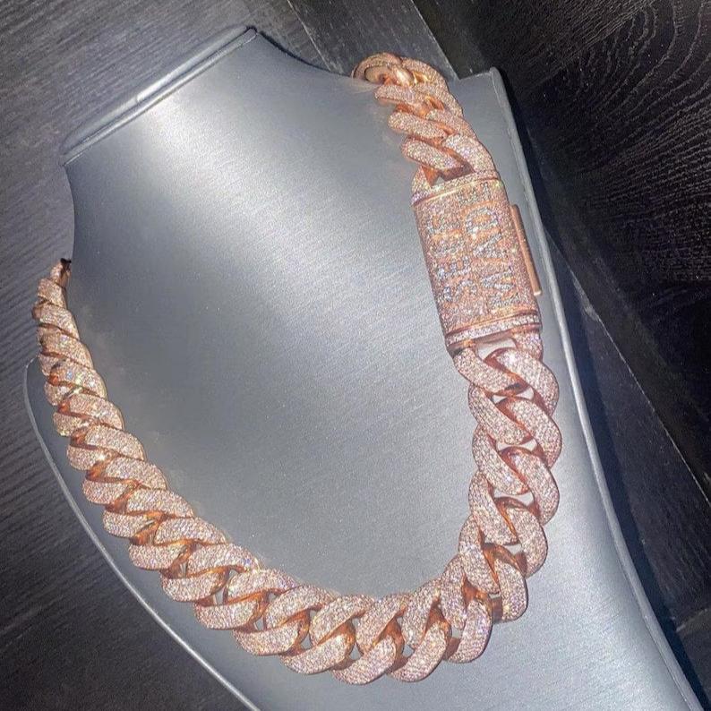 Diamond Cuban Link Chain 22MM Rose Gold Cuban Link Chain