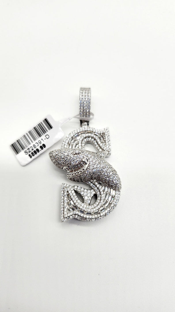 Iced Out Pendant 925 Sterling Silver Fish Diamond Pendant