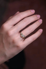 Load image into Gallery viewer, Art Deco Marquise Moissanite Engagement Ring: 14k Yellow Gold Bezel image 5