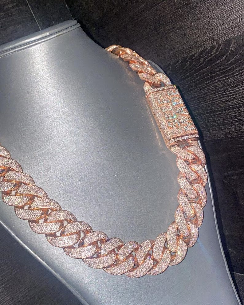 Diamond Cuban Link Chain 22MM Rose Gold Cuban Link Chain