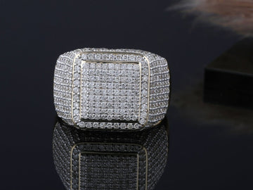 Round Cut Pave Multi Row Halo Pattern Diamond Engagement Band