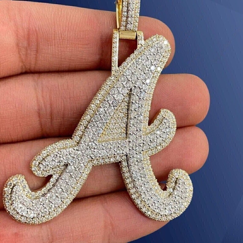 Iced Out Pendants, Moissanite A Letter Pendant Hip Hop Diamond Pendant