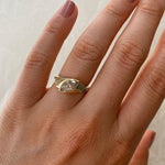 Load image into Gallery viewer, Art Deco Marquise Moissanite Engagement Ring: 14k Yellow Gold Bezel image 4