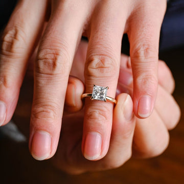 Solid Gold Princess Cut Moissanite Engagement Ring