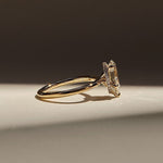 Load image into Gallery viewer, 3ct Pear Shape Engagement Solitaire Moissanite Ring in 10k/14k/18k Solid Yellow Gold Plain Band, Hidden Halo Diamond Wedding Rings for Women image 3