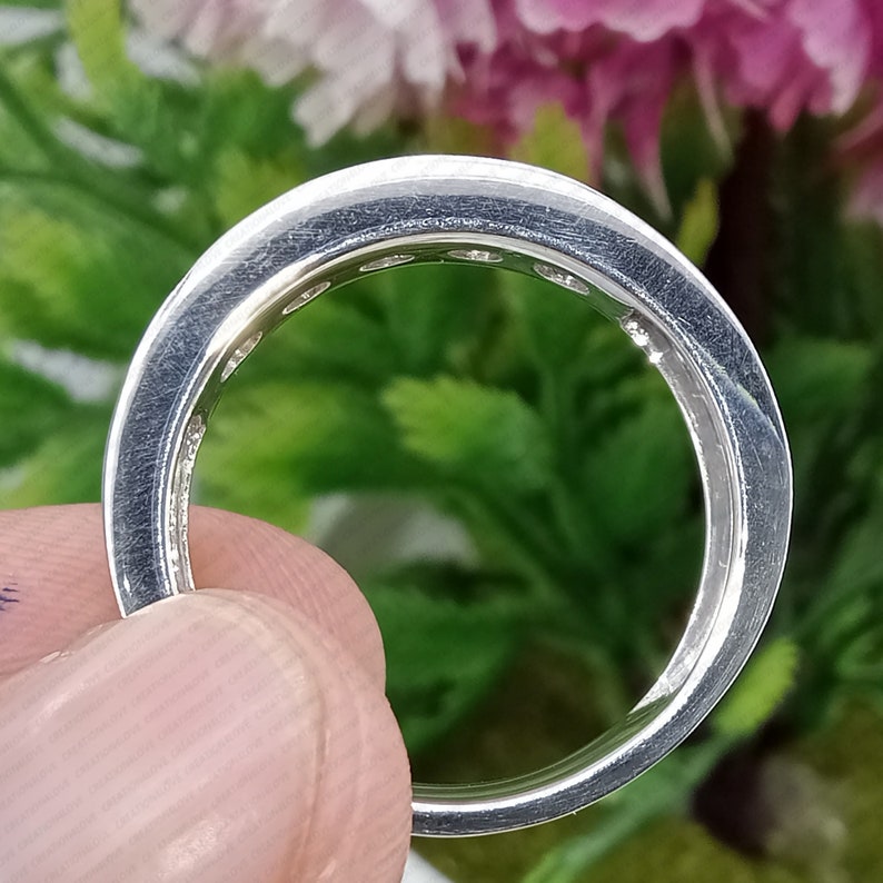 Lab Grown Diamond or Moissanite Eternity Wedding Ring - Unisex Engagement band image 5