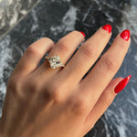 Load image into Gallery viewer, Oval 3.5 carat IGI Certified D Color VVS2 Clarity Lab Grown Diamond Three Stone Engagement Ring, Side Trillion Cut Diamonds 14k Yellow Gold image 2
