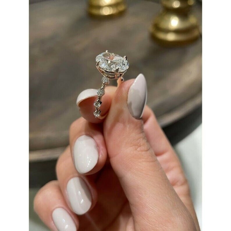 3.5ct Oval Moissanite Ring: 10kt Solid Gold Anniversary Ring image 5