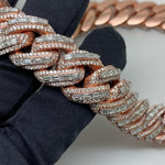 Load image into Gallery viewer, Moissanite Cuban Link Chain, Baguette &amp; Round VVS Moissanite Diamond Studded