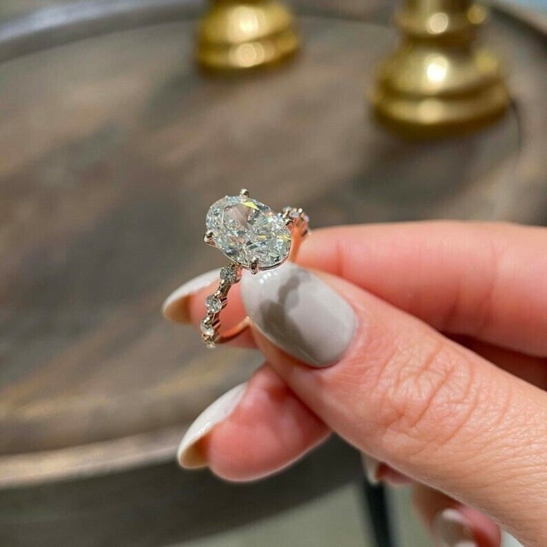 3.5ct Oval Moissanite Ring: 10kt Solid Gold Anniversary Ring image 6