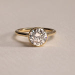 Load image into Gallery viewer, Minimalist 2.5 CT Round Cut Bezel Set Ring, Brilliant Round Cut Solitaire, 14k Solid Yellow Gold, Statement Ring, Gift For Bride, In Fashion image 1