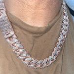 Load image into Gallery viewer, Moissanite Cuban Link Chain, Baguette &amp; Round VVS Moissanite Diamond Studded