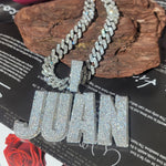 Load image into Gallery viewer, Iced Out Custom Two-Line Name Necklace with Cuban Chain: Customize Letter Pendant, Personalized Jewelry image 5