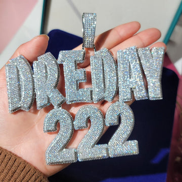 Iced Out Custom Two-Line Name Necklace with Cuban Chain: Customize Letter Pendant, Personalized Jewelry image 1
