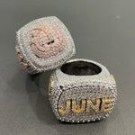 Load image into Gallery viewer, Two Tone Hip Hop Ring For Men, Custom Name Ring in Moissanite Diamond
