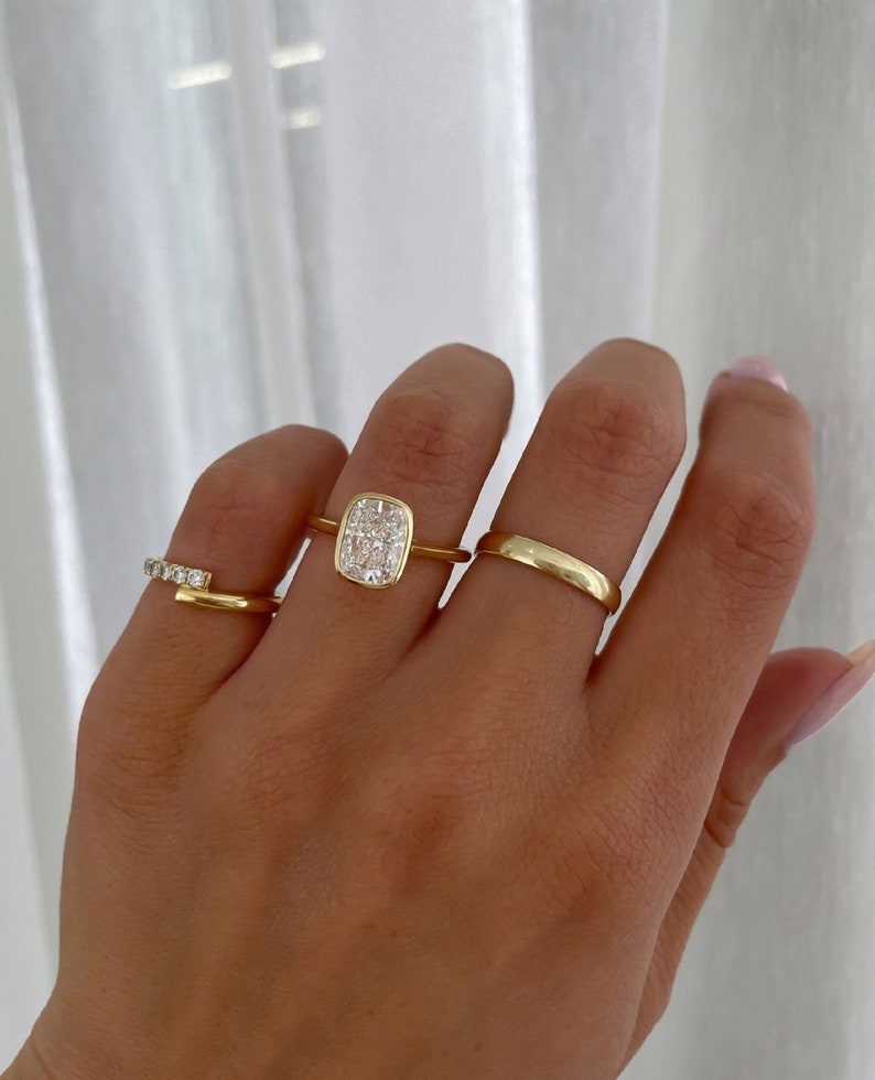 Elongated 2.52 CT Cushion Cut Moissanite Engagement Ring, Bezel Set Solitaire Wedding Ring, Delicate Bridal Ring, Anniversary Gifts/Ring image 5