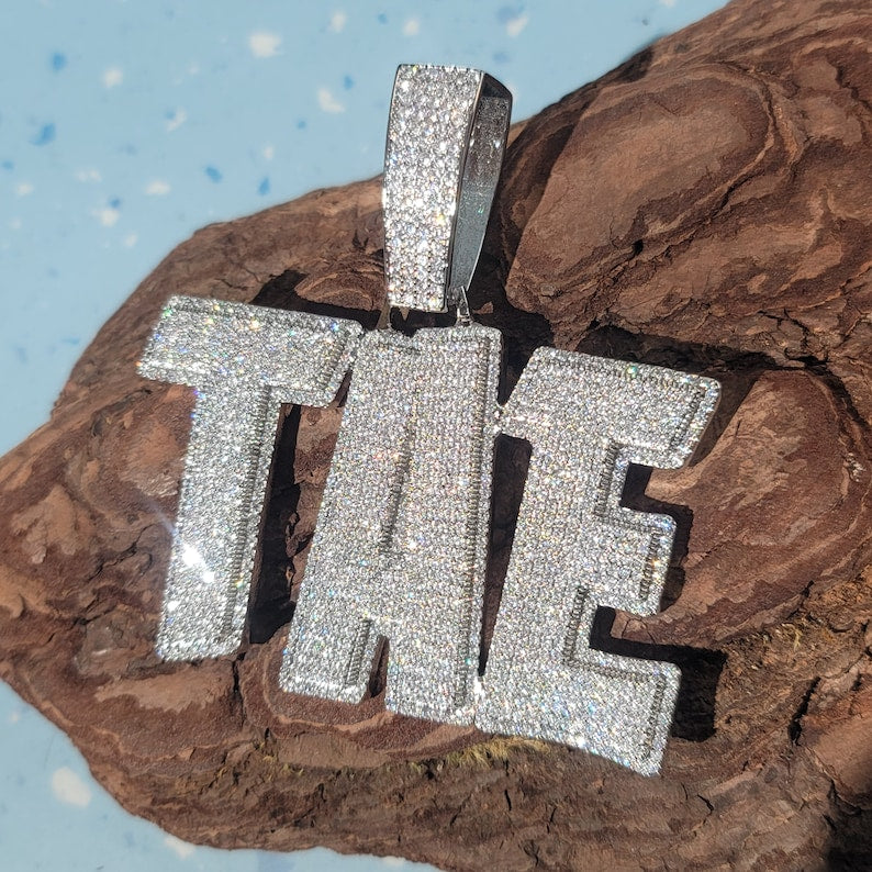 Iced Out Custom Two-Line Name Necklace with Cuban Chain: Customize Letter Pendant, Personalized Jewelry image 8