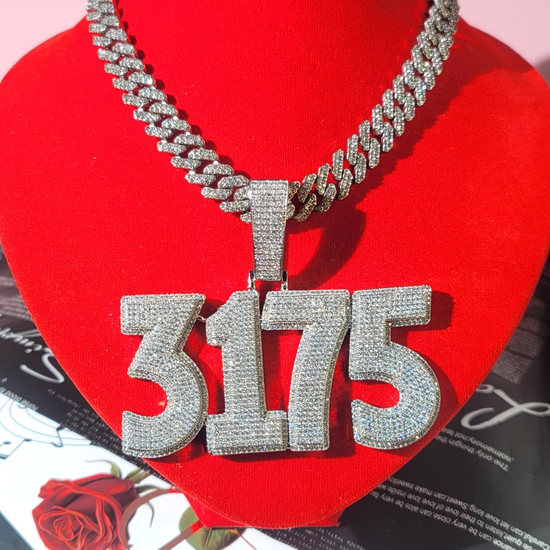 Iced Out Custom Two-Line Name Necklace with Cuban Chain: Customize Letter Pendant, Personalized Jewelry image 3