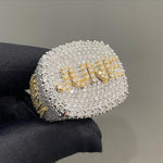 Load image into Gallery viewer, Two Tone Hip Hop Ring For Men, Custom Name Ring in Moissanite Diamond
