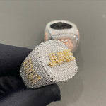 Load image into Gallery viewer, Two Tone Hip Hop Ring For Men, Custom Name Ring in Moissanite Diamond

