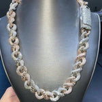 Load image into Gallery viewer, Sterling Silver Cuban Link Chain Baguette &amp; Round Moissanite Diamond
