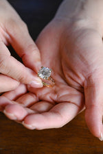 Load image into Gallery viewer, Solid Gold 3mm Band Round Moissanite Engagement Ring, Aniversary Gift for Her, RS-0327-6-A image 4