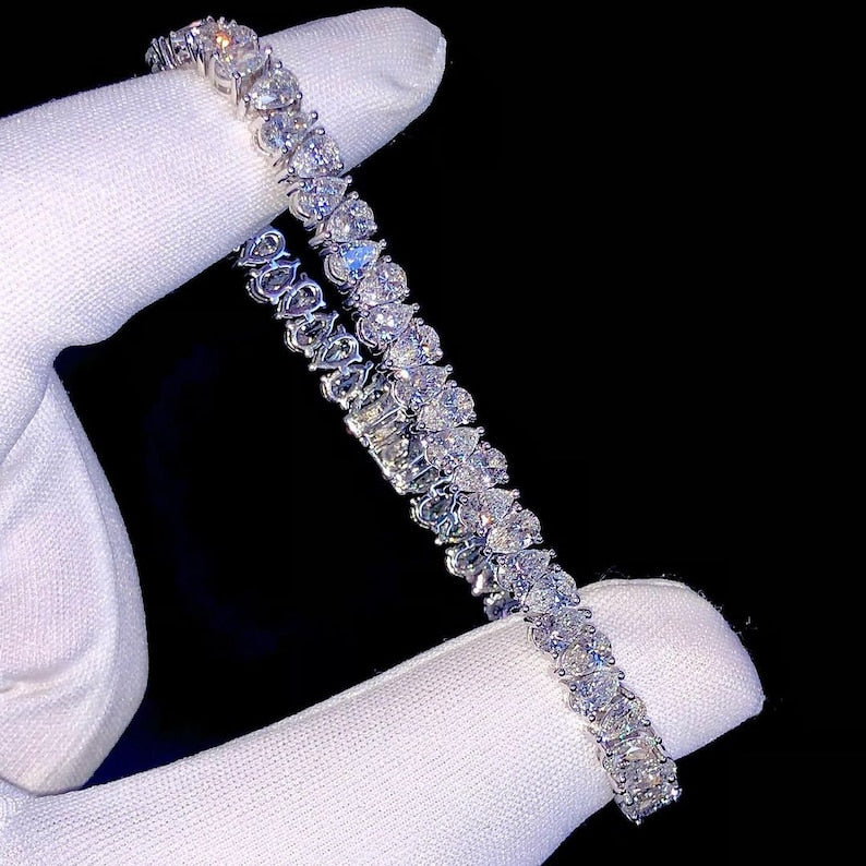 Moissanite Bracelet, Fully Iced out Pear Cut Bracelet