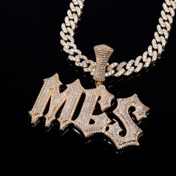 Iced Out Personalized Thorn Letters Pendant Name Necklace,Custom Cuban Link Chain,Hip Hop Jewelry,Customized Birthday Gift for Him