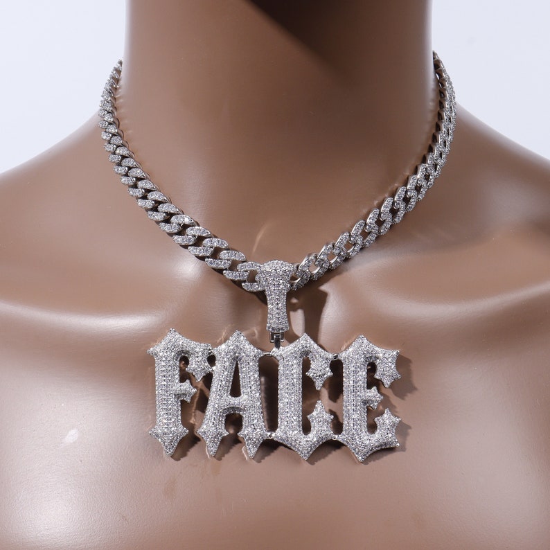 Iced Out Personalized Thorn Letters Pendant Name Necklace,Custom Cuban Link Chain,Hip Hop Jewelry,Customized Birthday Gift for Him