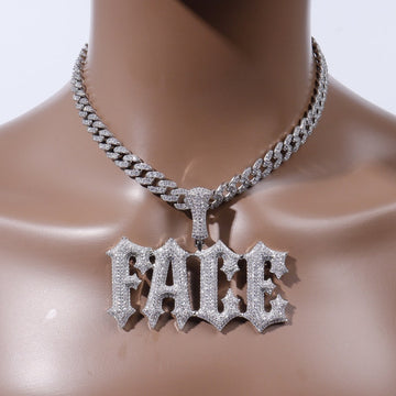 Iced Out Personalized Thorn Letters Pendant Name Necklace,Custom Cuban Link Chain,Hip Hop Jewelry,Customized Birthday Gift for Him