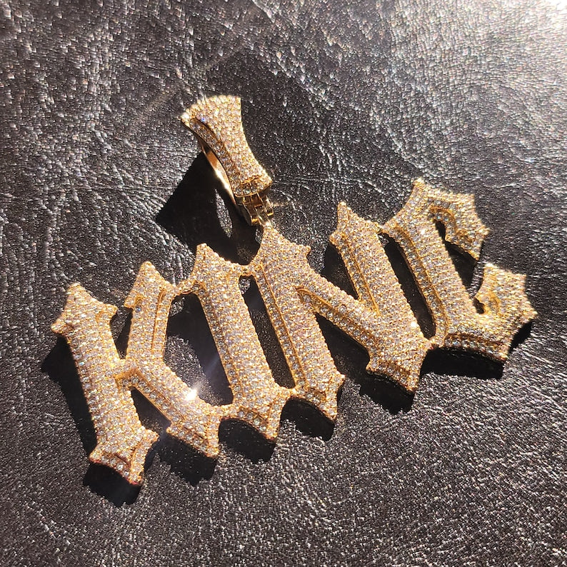 Iced Out Custom Name Necklace: Thorn Letter Pendant,Cuban Link Chain image 7