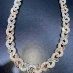 Load image into Gallery viewer, Sterling Silver Cuban Link Chain Baguette &amp; Round Moissanite Diamond
