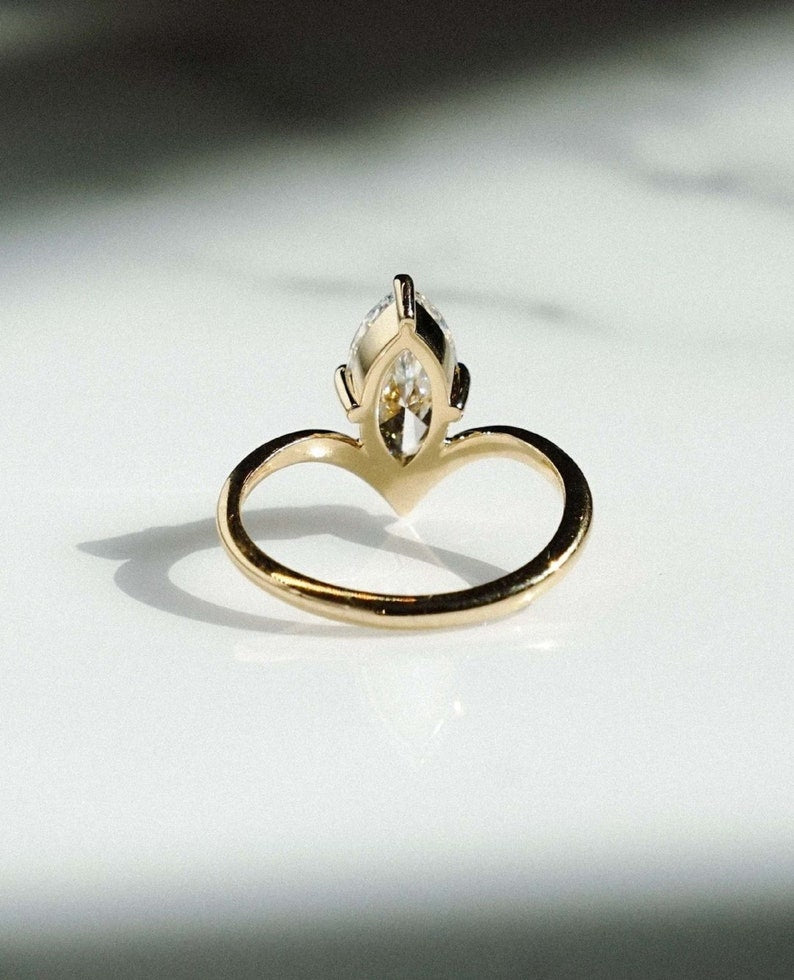 1.80 Ct Marquise Cut Moissanite Engagement Ring, Wedding Ring, Marquise Cut Ring, Elongated Marquise, Solitaire Luxury Ring for Her image 5
