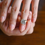 Load image into Gallery viewer, Solid Gold 3mm Band Round Moissanite Engagement Ring, Aniversary Gift for Her, RS-0327-6-A image 2