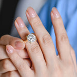 Load image into Gallery viewer, Solid Gold 3mm Band Round Moissanite Engagement Ring, Aniversary Gift for Her, RS-0327-6-A image 3