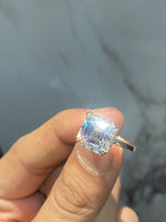 Load image into Gallery viewer, 4.5CT Asscher Cut Moissanite Ring: Hidden Halo, Solid Gold or Silver image 3
