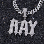 Load image into Gallery viewer, Iced Out Custom Name Necklace: Thorn Letter Pendant,Cuban Link Chain image 8