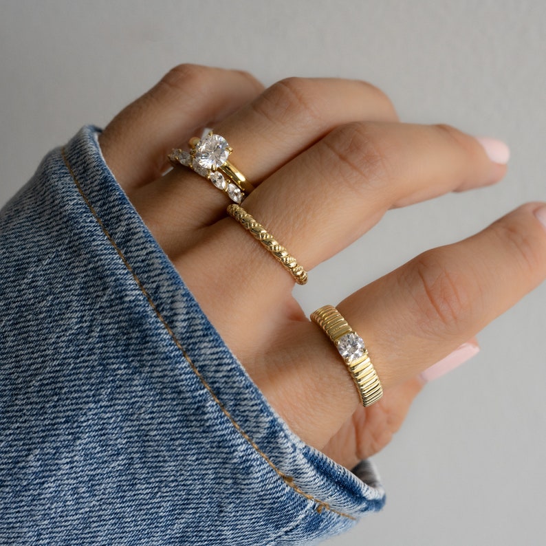 Round Solitaire Ring, Wedding Ring, Engagement Ring, Anniversary Ring, Diamond Ring, Cubic Zirconia Ring, Statement Ring, Gift for Wife image 7