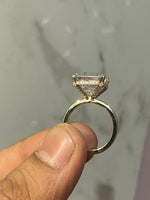 Load image into Gallery viewer, 4.5CT Asscher Cut Moissanite Ring: Hidden Halo, Solid Gold or Silver image 5