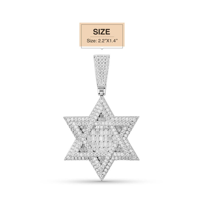 Hip Hop Pendant Silver, 4.24 ct Star 